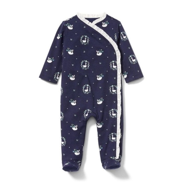 Janie and Jack Other - NWT Janie and Jack ruffle navy swan kimono onesie BABY size 0-3 6-9 months